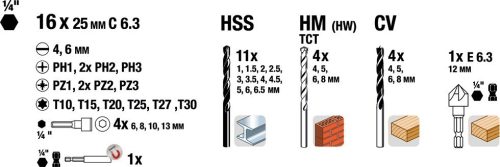 KWB POWER-BOX STANDARD BIT, FÚRÓSZÁR KÉSZLET, 41 DADABOS