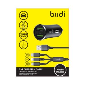 BUDI USB TÖLTÖ + VEZETÉK 2USB 12W