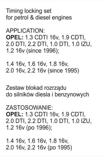 YATO VEZÉRLÉS RÖGZÍTŐ SZETT OPEL BENZIN ÉS DÍZEL 29 RÉSZES