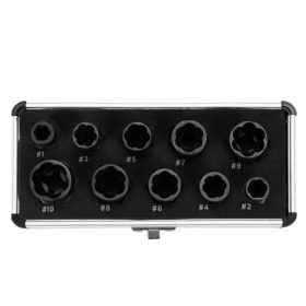   YATO RONCSOLT CSAVARFEJ LESZEDŐ KÉSZLET 10 RÉSZES 3/8' 9-19MM