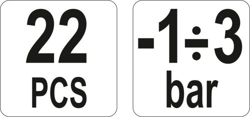 YATO VÁKUM- ÉS AC- PUMPA MÉRŐ KÉSZLET 22 RÉSZES -1÷3 BAR