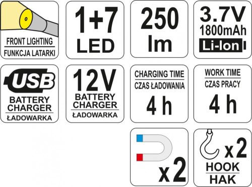 YATO AKKUS SZERELŐ LED LÁMPA 3W COB
