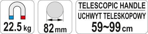 YATO MÁGNESES FELSZEDŐ TELESZKÓPOS NYÉLLEL 59-99CM MAX 22 KG