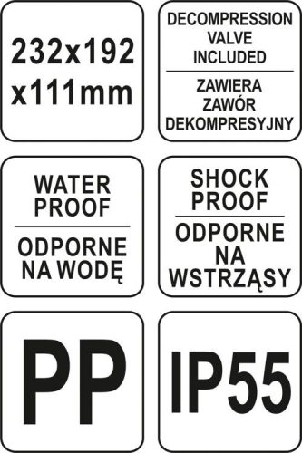 YATO HERMETIKUSAN ZÁRHATÓ SZERSZÁMTARTÓ 232X192X111 MM