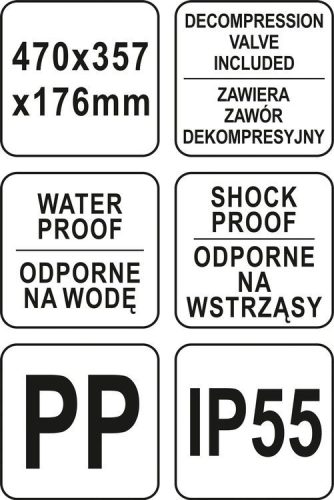 YATO HERMETIKUSAN ZÁRHATÓ SZERSZÁMTARTÓ 470X357X17 MM