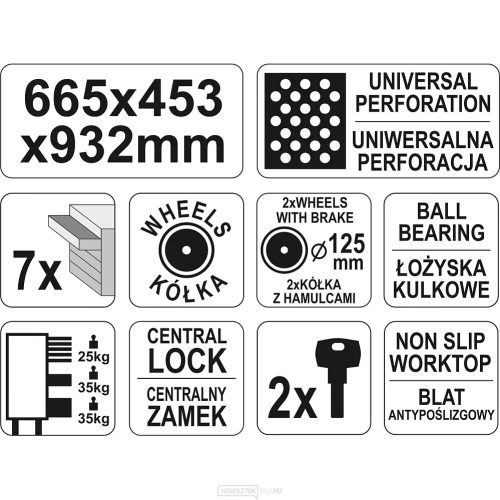 YATO SZERSZÁMKOCSI SZERSZÁMOKKAL 113 RÉSZES