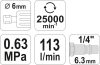 YATO PNEUMATIKUS EGYENES CSISZOLÓ 1/4' 6,3 BAR