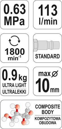 YATO PNEUMATIKUS FÚRÓGÉP 1-10MM-IG 1800 FORD/PERC