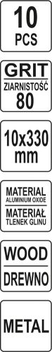YATO CSISZOLÓ SZALAG 10X330MM P80 10DB
