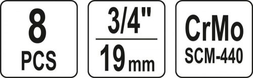 YATO HOSSZABBÍTOTT GÉPI DUGÓKULCS KÉSZLET 3/4' 22-41MM