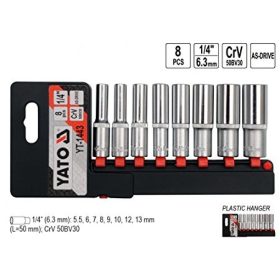 YATO Dugókulcs készlet, 8 darabos, 1/4' 6.3mm