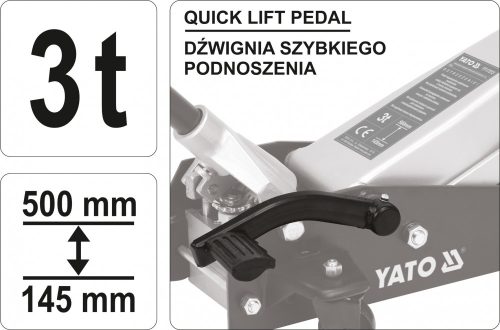 YATO HIDRAULIKUS KROKODIL EMELŐ PEDÁLLAL 3T 145-500MM