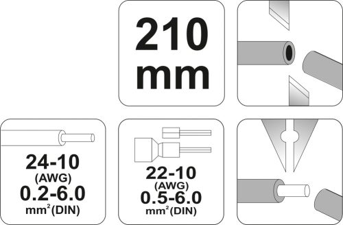 YATO BLANKOLÓ ÉS KRIMPELŐ FOGÓ ø 0,2-6,0 mm2 / 210MM