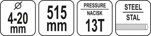 YATO KÉZI HIDRAULIKUS BETONACÉL VÁGÓ 515MM