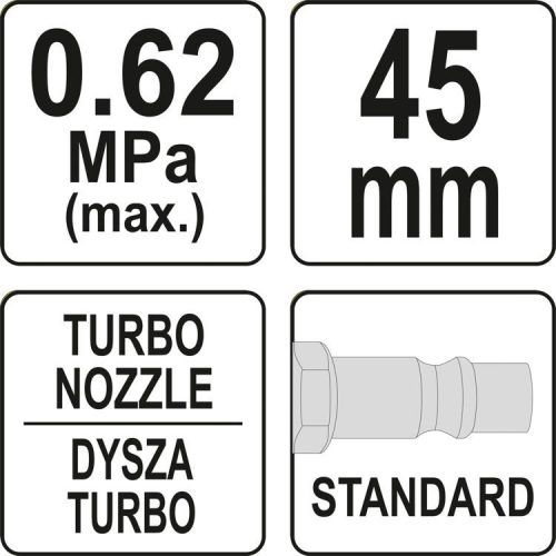 YATO PNEUMATIKUS LEFÚVATÓ PISZTOLY TURBO, 6 BAR 45MM FÚVÓKA