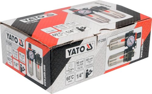 YATO LEVEGŐSZŰRŐ NYOMÁSSZABÁLYOZÓVAL, KENŐTARTÁLLYAL 1/4' 90 cm3