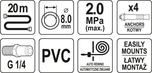 YATO AUTOMATIKUS PN. TÖMLŐDOB 8MMX20M 20BAR