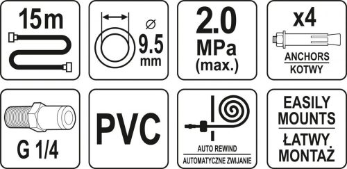 YATO AUTOMATIKUS PN. TÖMLŐDOB 9,5MMX15M 20BAR