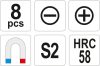 YATO MÁGNESES CSAVARHÚZÓ KÉSZLET S2 8 RÉSZES