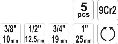 YATO CSŐMENETMETSZŐ KÉSZLET 3/8'-1' 5 RÉSZES