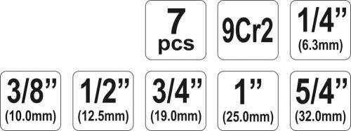 YATO CSŐMENETMETSZŐ KÉSZLET 1/4'-5/4' 7 RÉSZES 