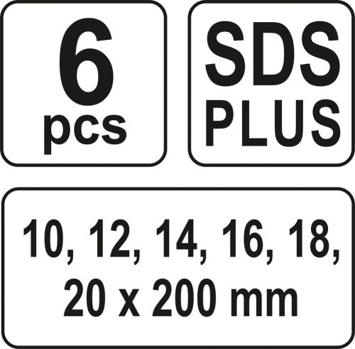 YATO AUGER FAFÚRÓSZÁR KÉSZLET SDS-PLUS 10-20MM 6DB
