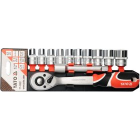   YATO DUGÓKULCS KÉSZLET RACSNIS HAJTÓKARRAL, 1/2' 12.5MM 12 DARABOS
