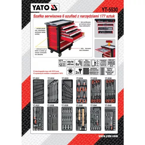 Yato Bővíthető szerszámkocsi szerszámokkal 177 részes (YT-5530) ERŐSÍTETT!