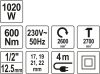 YATO ÜTVECSAVAROZÓ SZETT 1/2' 1020W, 600Nm