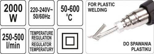 YATO HŐLÉGFÚVÓ 2000W 50-600°C 3 SEBESSÉGES