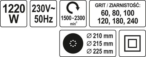 YATO KÉZI FALCSISZOLÓ 1220W 225MM