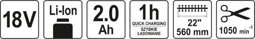 YATO AKKUS SÖVÉNYVÁGÓ 18V 2,0Ah AKKU+TÖLŐ
