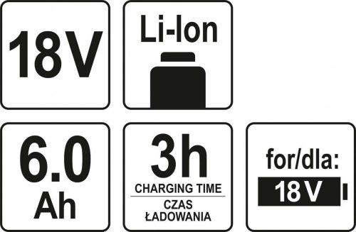 YATO AKKUMULÁTOR 18V 6,0Ah Li-ion