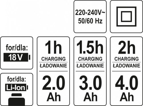 YATO AKKUMULÁTOR TÖLTŐ GÉPEKHEZ 18V 60PERCES
