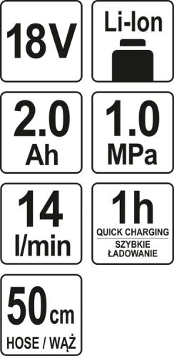 YATO AKKUS PUMPA 18V 2,0Ah AKKU+TÖLTŐ