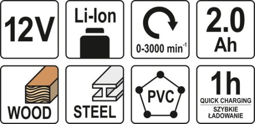 YATO ORRFŰRÉSZ AKKUS 12V LI-ION 1X2,0AH AKKU+TÖLTŐ