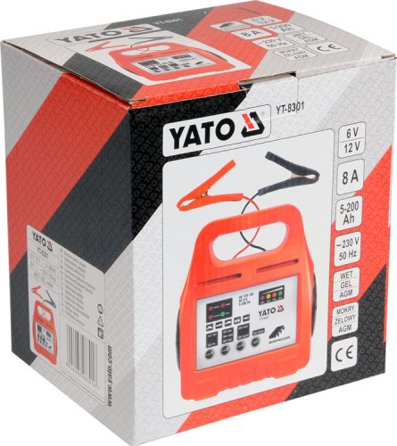 YATO AKKUMULÁTOR TÖLTŐ 6-12V 8A MAX 5-200Ah
