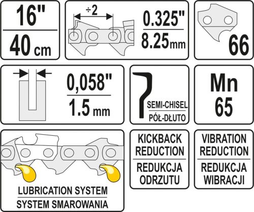 YATO LÁNCFŰRÉSZ LÁNC 40CM 1,5MM