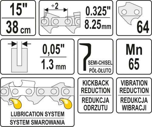YATO LÁNCFŰRÉSZ LÁNC 38CM 1,3MM