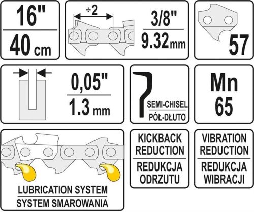 YATO LÁNCFŰRÉSZ LÁNC 40CM 1,3MM 57 fog