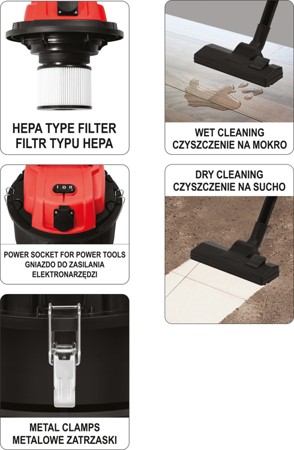 YATO SZÁRAZ-NEDVES IPARI PORSZÍVÓ 1400W 30L