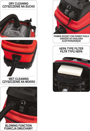 YATO SZÁRAZ-NEDVES IPARI PORSZÍVÓ 1600W 30L